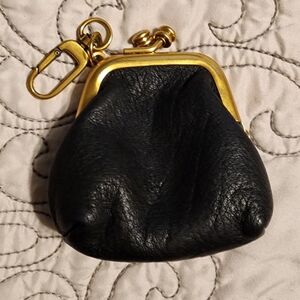 HOBO Run Frame Black Leather Mini Coin Purse